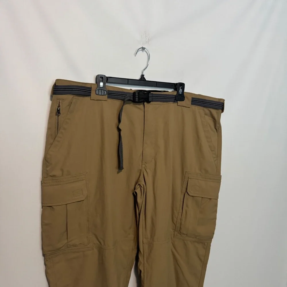 Duluth Trading Co Dry on the Fly Cargo Pants Mens 3XL Camel Brown Nylon Belted